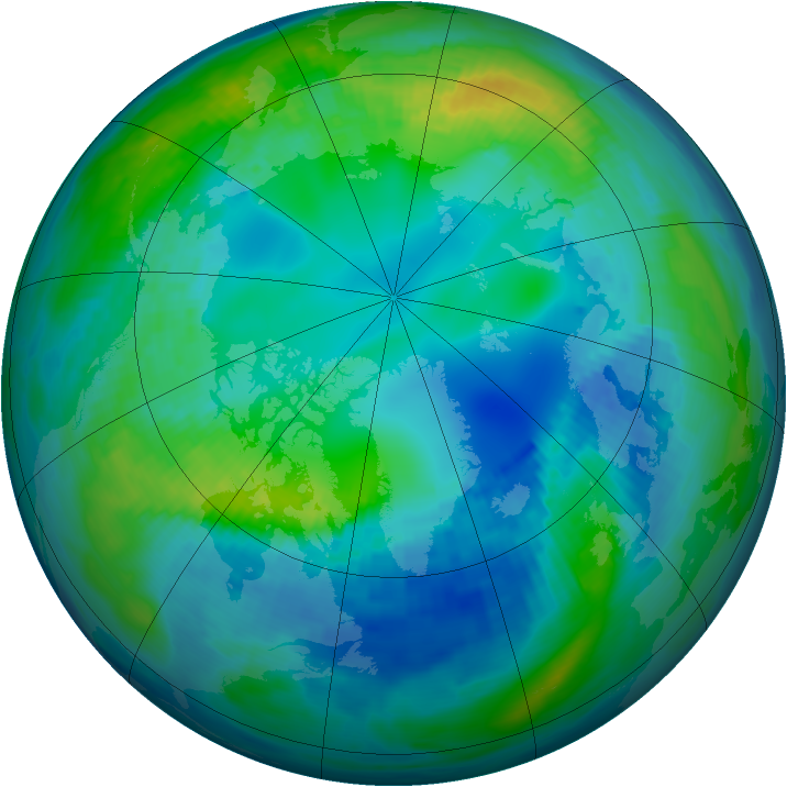 Arctic ozone map for 01 November 1991